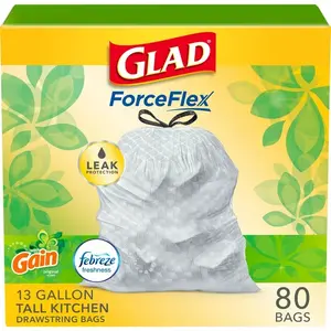 ForceFlex Tall Kitchen Trash Bags, 13 Gallon, 80 Bags (Gain Original Scent, Febreze Freshness)