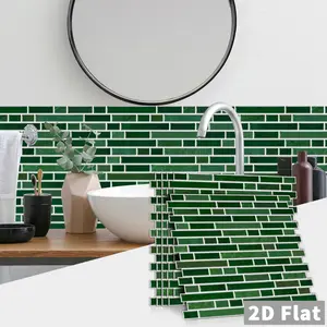 8/16 Pieces Retro Dark Green Marble Backsplash Peel & Stick Wallpaper - Removable Vinyl Stickers,Waterproof, Oil-Resistant For Kitchen, Bathroom, Living Room Decor