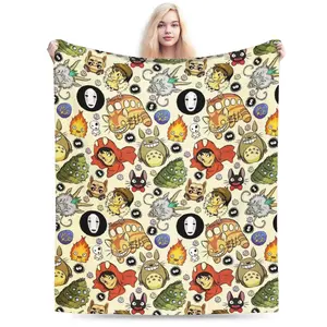 Susuwatari Soot Sprites M-Mononoked Blankets Flannel Spring/Autumn Aways Princessed Throw Blanket for Bedding Bedroom Bedspread