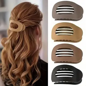 4-Pack No-Crease Matte Hair Clips for Women & Girls – Solid Color Acrylic Flat Barrettes, Strong Hold Claw Clips for Thick & Thin Hair, Minimalist Styling Accessories for Work, School, Daily Wear & Parties