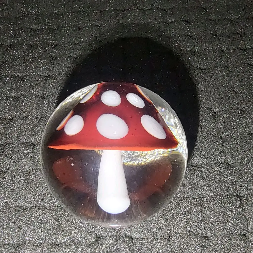 handcrafted glass mushroom marbles