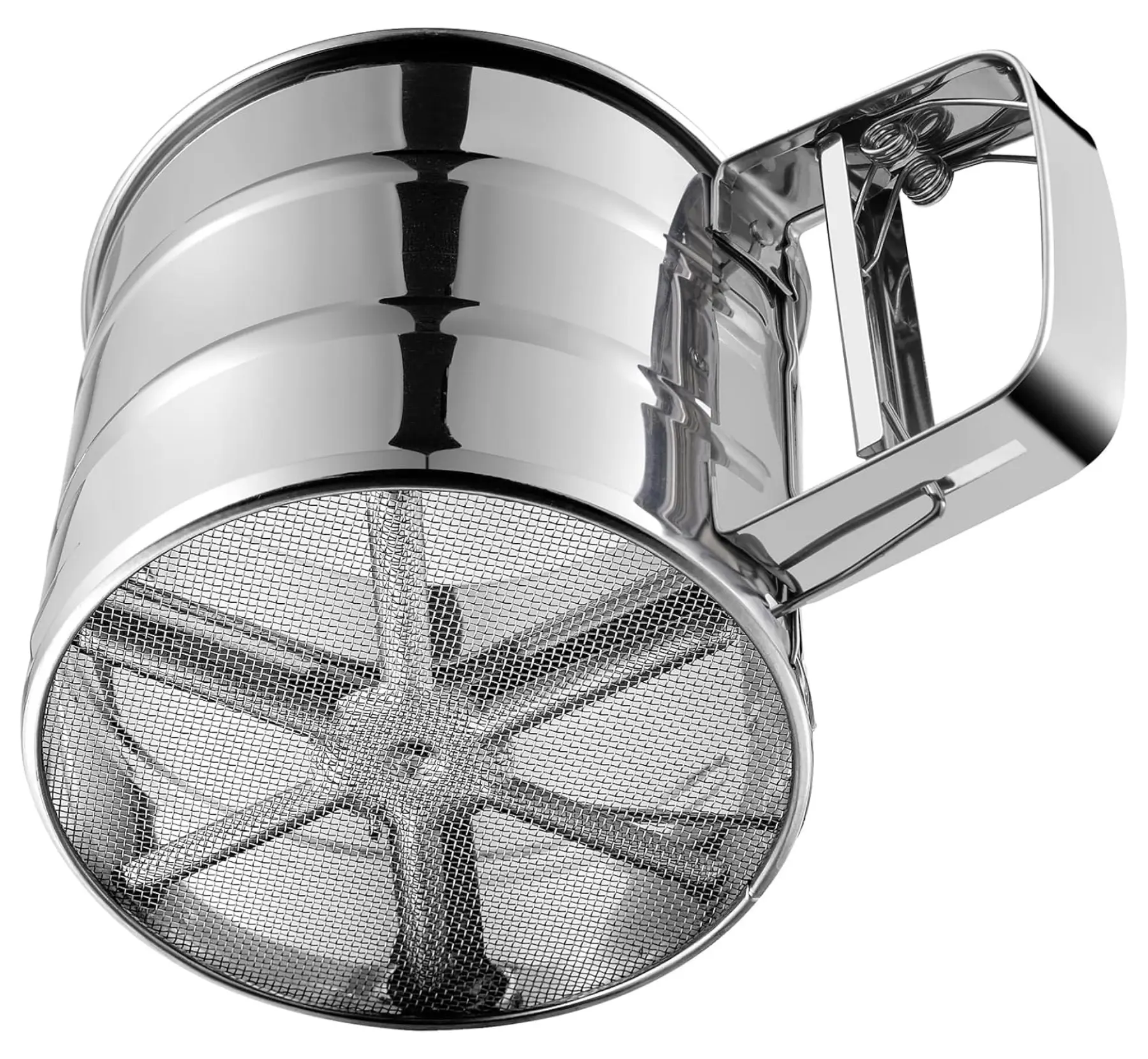 Flour Sifter, Stainless Steel Sifter for Baking, Double Layer Fine Mesh Baking Sifter, One Hand Press Crank Sifter for Powdered Sugar Shaker Duster, Flour Sieve Sifter for Baking Cakes，Kitchen gadgets