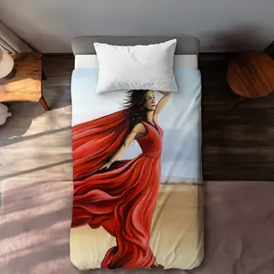 Begin Home Decor C1DCTXLWY87HRM Twin Extra Long Red Dress in the Desert - Beige Beach Duvet Cover for Home Decor