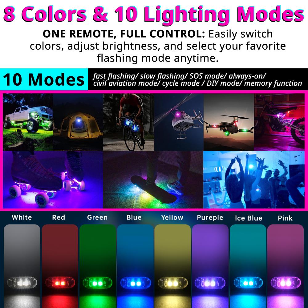 RGB Underglow Light Kit for Car Truck SUV, 10 Mode Wireless LED Atmosphere Lights, Interior Exterior Ambient Lighting Accessories DIY Waterproof Decorative Work Light, Rock Light Style Accent Kit Enhances Vehicle Aesthetic, USB rechargeable Remote Control RGB Underglow Light Kit for Car Truck SUV, 10 Mode Wireless LED Atmosphere Lights, Interior Exterior Ambient Lighting Accessories DIY Waterproof Decorative Work Light, Rock Light Style Accent Kit Enhances Vehicle Aesthetic, USB rechargeable Remote Control