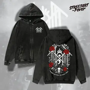 Unisex Sleep Token Washed Cotton Zipper Hooded Sweatshirt Retro Classic For Autumn Winter Pure Cotton Warm Comfortable Made in USA Vintage Casual Style