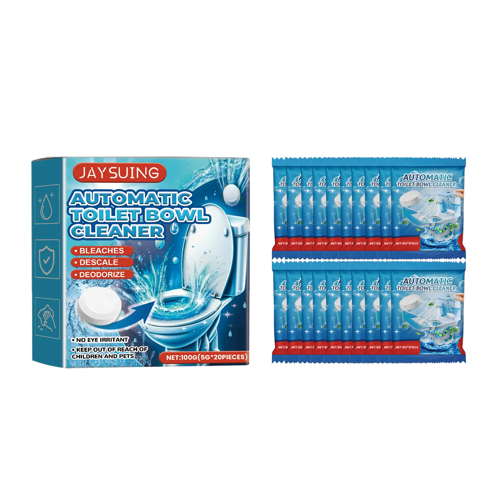 Unscented 100g Effervescent Toilet Cleaning Tablets - Powerful Descaling Deodorizer, Instant-Clean Toilet Cleaning System for Household Home Care