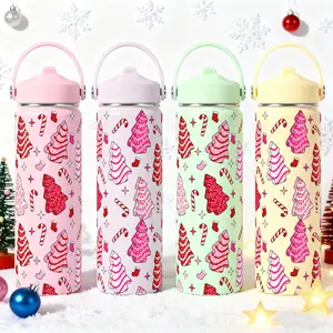 1pc, Christmas Gift 22oz Stainless Steel Water Bottle Insulated Tumbler Christmas Elements Funny Print  Stainless Steel Cup Thanksgiving Gifts, For Dad Son Women Mom Sisters Teacher Coworker Friend Brother