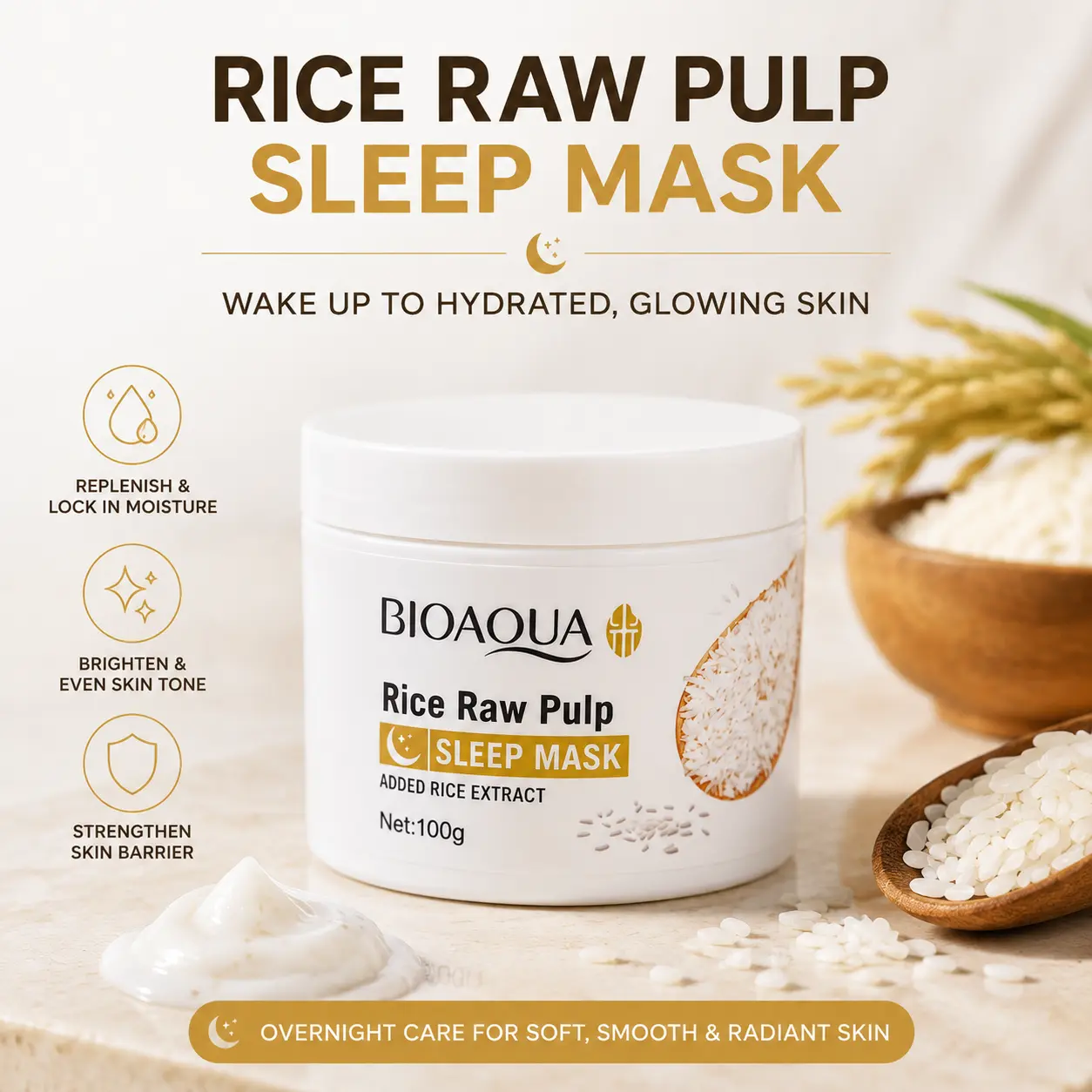 Collagen Sleep Mask - Hydrating Moisturizer for Skin Repair, Easy-Absorption, Non-Irritating, Radiant Effect, All Skin Types, Unisex, Portable Single Item Face Mask with Moisture Boost