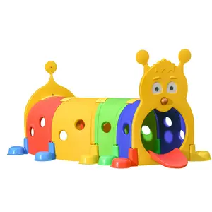 Qaba Caterpillar Tunnel for Kids Climb-N-Crawl Toy Indoor & Outdoor Toddler Play Structure 72 Inches Long for 3-6 Years Old