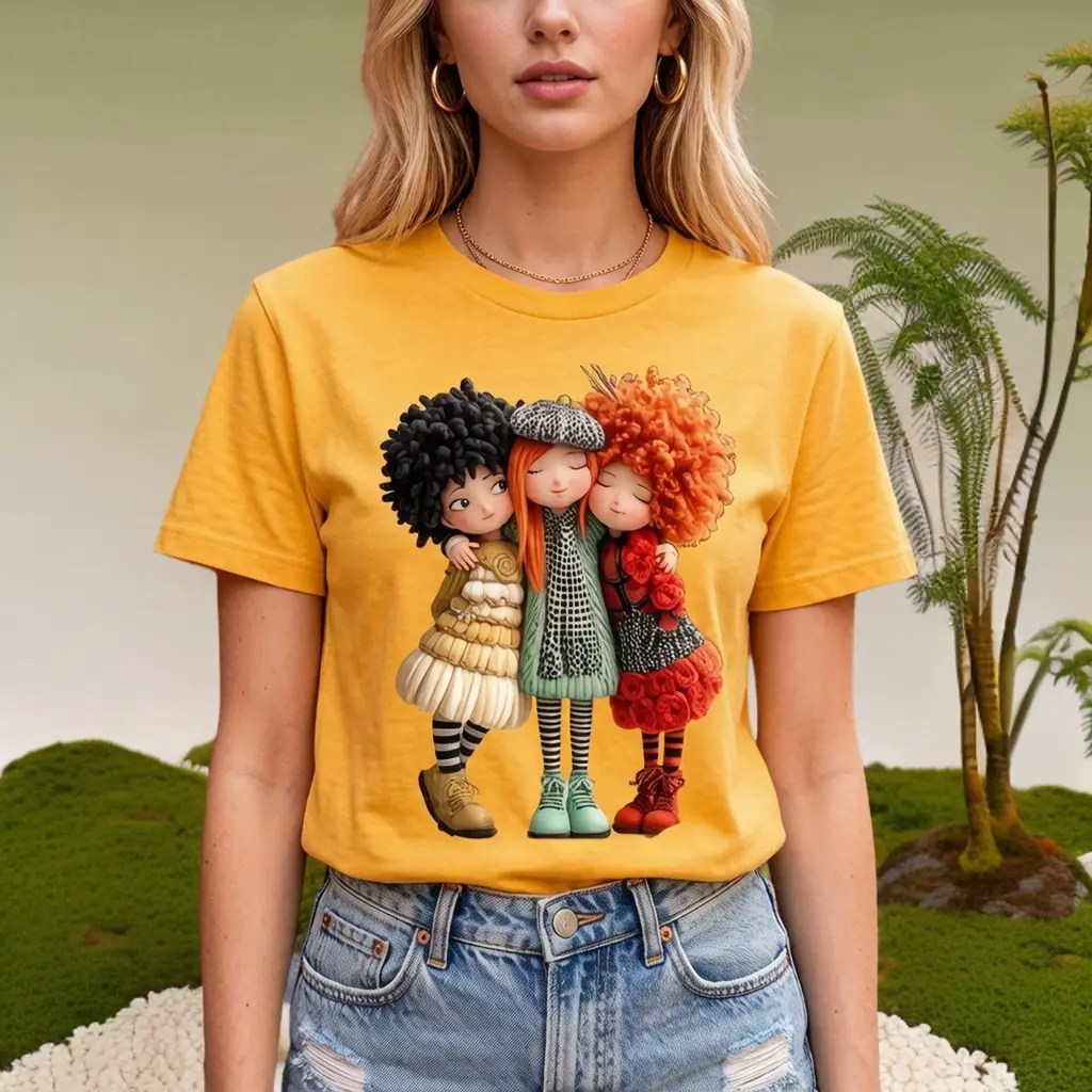 Alt Girl Vintage Tee | Mustard Redhead Bestie Hug Graphic Top | Y2K Aesthetic Short Sleeve Shirt | Cute Grunge Cotton Summer Outfit for Women