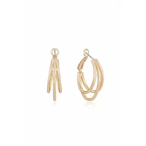 Helena Hoop Earrings – 18K Gold Plated Staggered Hoop Drop Earrings for Women, Modern Layered Hoop Statement Jewelry