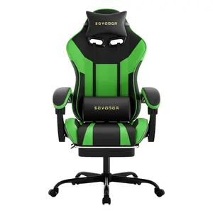 Black and Green Stylish Gaming Chair | Height-Adjustable Swivel Office Chair | Breathable PU Leather, Easy to Clean | SGS-Certified Gas Lift | Silent Casters | Comfortable for Long Hours | Weight Capacity: 350 lbs ergonomic pillow top arm
