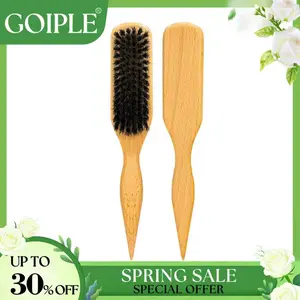 【Spring Glow-Up】Boar Bristle Hair Brush Slick Back for Sleek Ponytail Bun & Smoothing Baby Hairs - Soft Medium Brush for Men & Women Natural