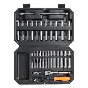 1/4 Inch Drive Socket And Ratchet Set, 54-Piece SAE And Metric Tool Kit With 6-Point Sockets, Deep And Standard Sockets, 5/32 To 9/16 Inch And 4 To 14 Mm, Includes Accessories, Storage Case