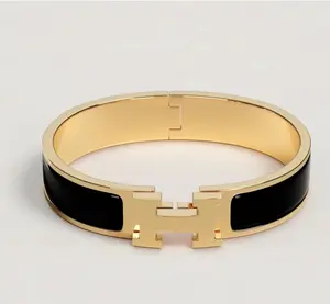 Pre-owned Hermes Clic H Bracelet Black/Gold