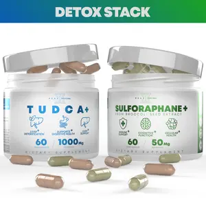 Peak Revival-X Detox Stack - 1050mg TUDCA+ & 50mg Sulforaphane - Liver, Digestive, Cellular Support - Vegan, Non-GMO, Gluten-Free - Natural Dietary Supplement