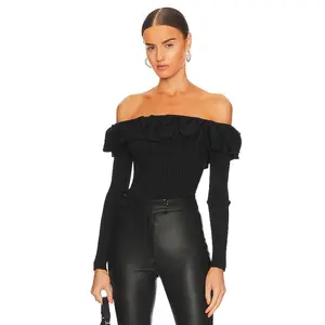 JONATHAN SIMKHAI Isabelle Off Shoulder Top in Black