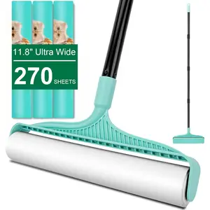 KeFanta Large Lint Rollers for Pet Hair Extra Sticky, 11.8" Wide Giant Lint Roller with 53" Long Handle, Big Pet Hair Sticky Remover for Floor Carpets Couch Clothes (270 Sheets)