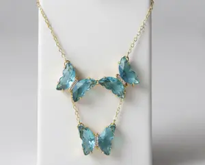 Butterfly Jewelry Crystal Set with Crystal Accents and Necklace