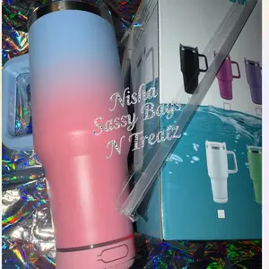 Pink & Blue Bluetooth Speaker Tumbler Stainless Steel Cup with Wireless Charging & Drinkware  Washable Bottled Stylish tumbler