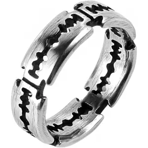 Men's Punk Stainless Steel Silver Gothic Double Edge Blades Ring Bands