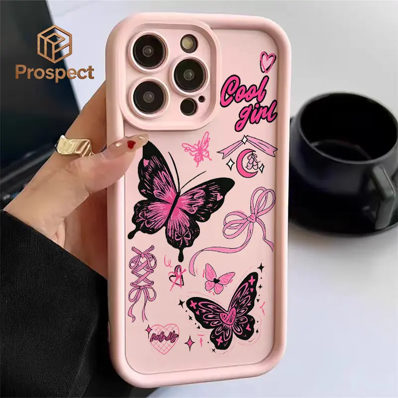Pink-Black Butterfly Ribbon Y2K Silver Shimmer Smartphone Case, Compatible with iPhone 13,14,15,16,17 Pro Max & Galaxy S21-S25 FE/Plus/Ultra, A33 Cellphone Devices, Ideal Birthday & Holiday Gift