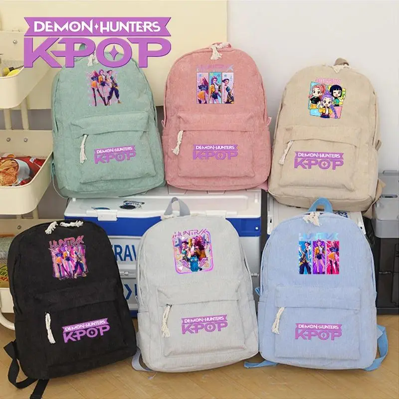 Cartoon KPop Demon Hunters Backpack Anime Character Rumi Zoey Mira Large-Capacity Portable Student Back To School Gift All-match
