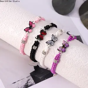 Women's Dainty Sporty Bracelets - Bohemian Braided Sports Wristband Bangle, Sweet Shining Butterfly Design, New Classic Couple Hand Jewelry Gift for Sports Use, Dainty Sports Wristbands
