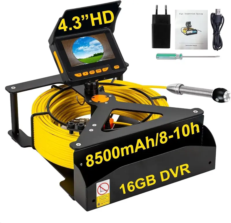 Sewer Camera, 66ft/20M 4.3" Pipe Drain Inspection Camera with DVR Function & Snake Cable, Waterproof IP68 Borescope w/LED Lights, Industrial Endoscope for Home Wall Duct Drain Pipe Plumbing