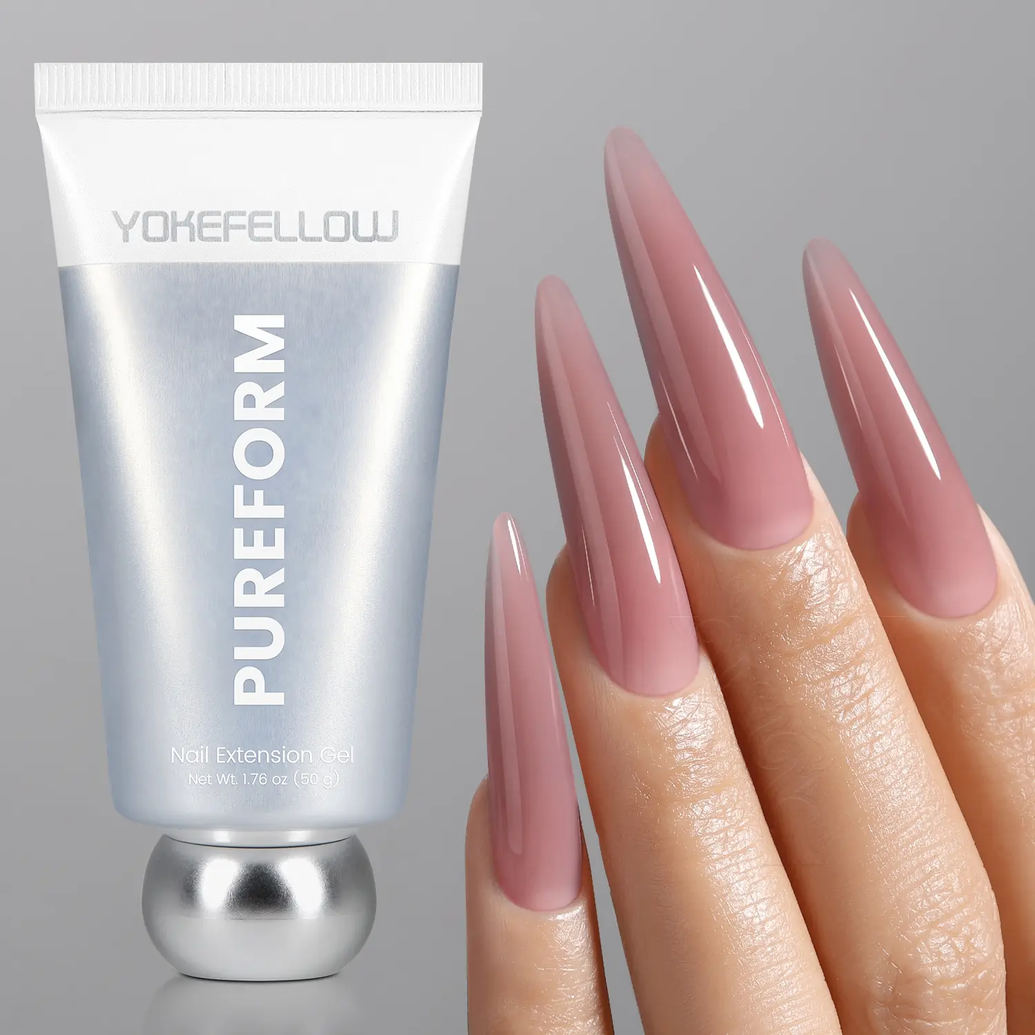 YOKEFELLOW PUREFORM Nail Extension Gel PF05 Smoky Rose Pink Nude Color HEMA-free TPO-free TMPTA-free 100% Pure Gel Poly Nail Gel for Professional Salon Use 50g/1.76 oz