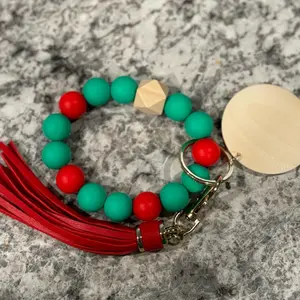 Silicone Bead Christmas Bracelet/Keychain Red/Green let us customize it for you