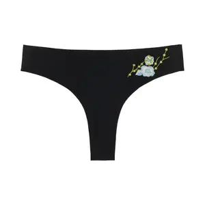 Soft Seamless Thongs with Embroidery