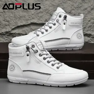 AOPLUS Men's casual sports shoes, new mid-top fashionable casual men's shoes, equipped with durable outsoles, stylish and trendy, fully sealed design for firm anti-twist protection