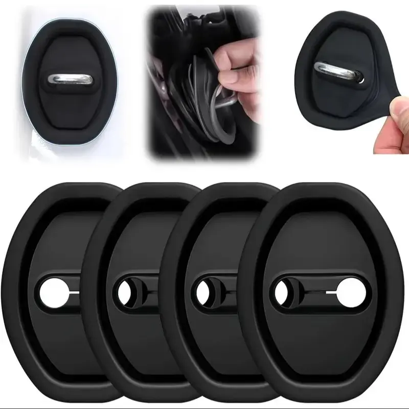 8-Piece Universal Car Door Lock Latch Silicone Cover Clip-On Set - Anti-Rattle, Noise Reduction, Anti-Scratch, Wear-Resistant - for Interior & Exterior Auto Modification, Ideal for Car Mod Enthusiasts
