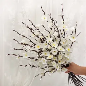 20pcs Artificial Plum Blossom Flowers, Long Stem and Branches, Decorative Flowers, Artificial Flower Arrangements, Perfect for DIY Projects, Home Decor, Weddings, Engagements, Parties