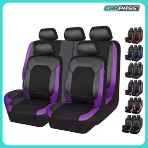 CAR PASS 5 seats NEW Leather and 3D Air Mesh Universal Fit Car Seat Covers, for Sedans,Trucks,Suvs,Airbag Compatible,Zipper Design