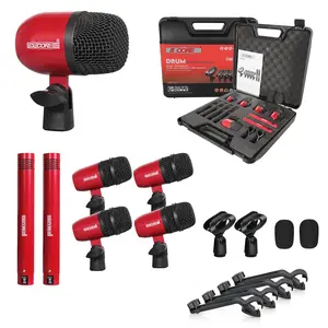 5 Core Drum Microphone Kit 7Pc All Metal Drummer Mics Tom/Snare & Cymbals Wired Instrument Drums Set