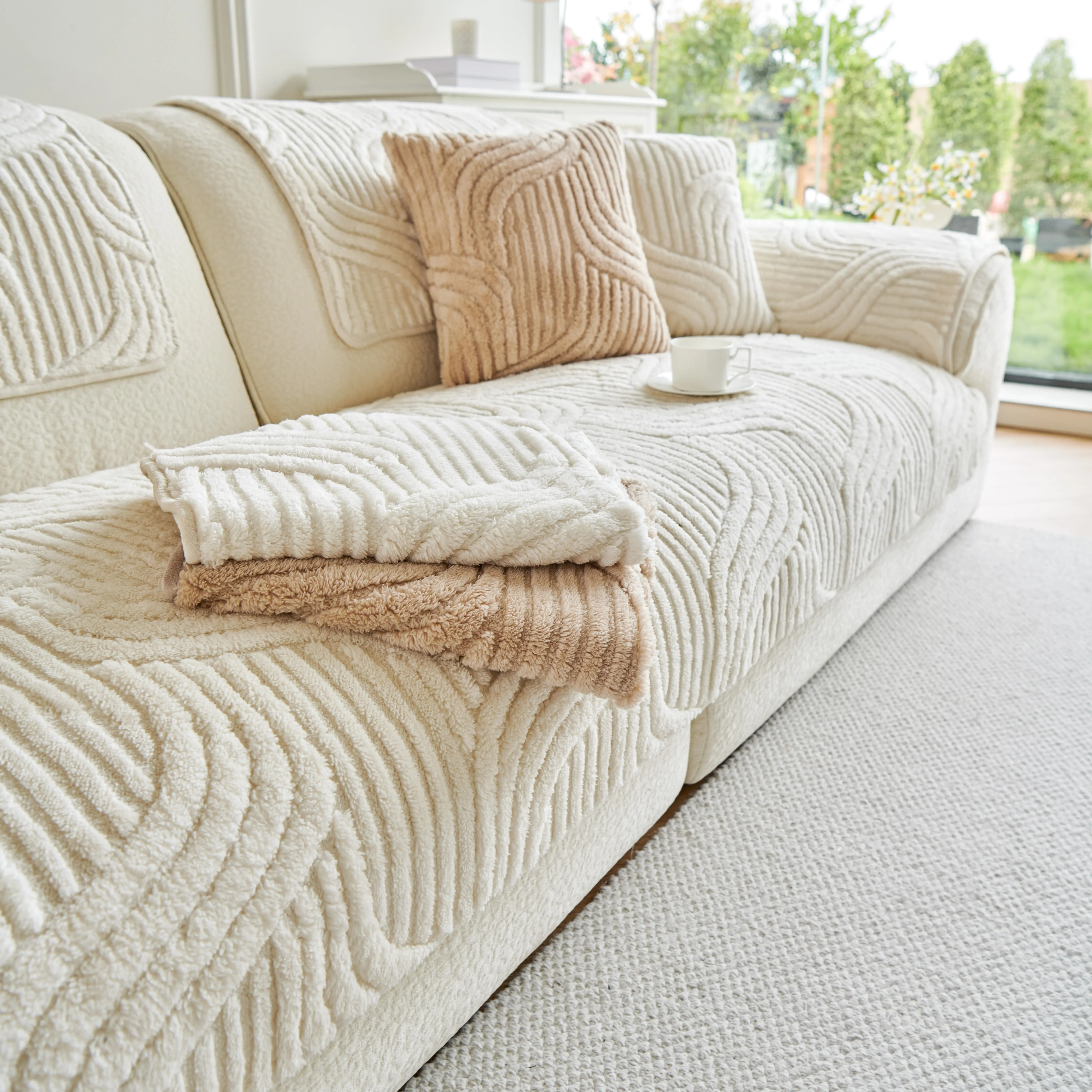 【SlumberHome】Solid Color Sofa Cover,1 Count Thickened Non-slip Sofa Cushion Cover Dustproof Sofa Protector, Couch Sofa Protector for Home Living Room Office Elastic Sofa Slipcover couch cover for sofa