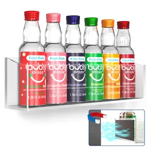 NiHome Clear Acrylic Bottle Organizer for Soda Stream Bubly Drops, Durable, Magnetic Attachment, Lightweight Design