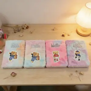 Cute Plush Teddy Bear Notebook Aesthetic Diary Children's and Girls' Gift Card Creative Cute Plush Notebook