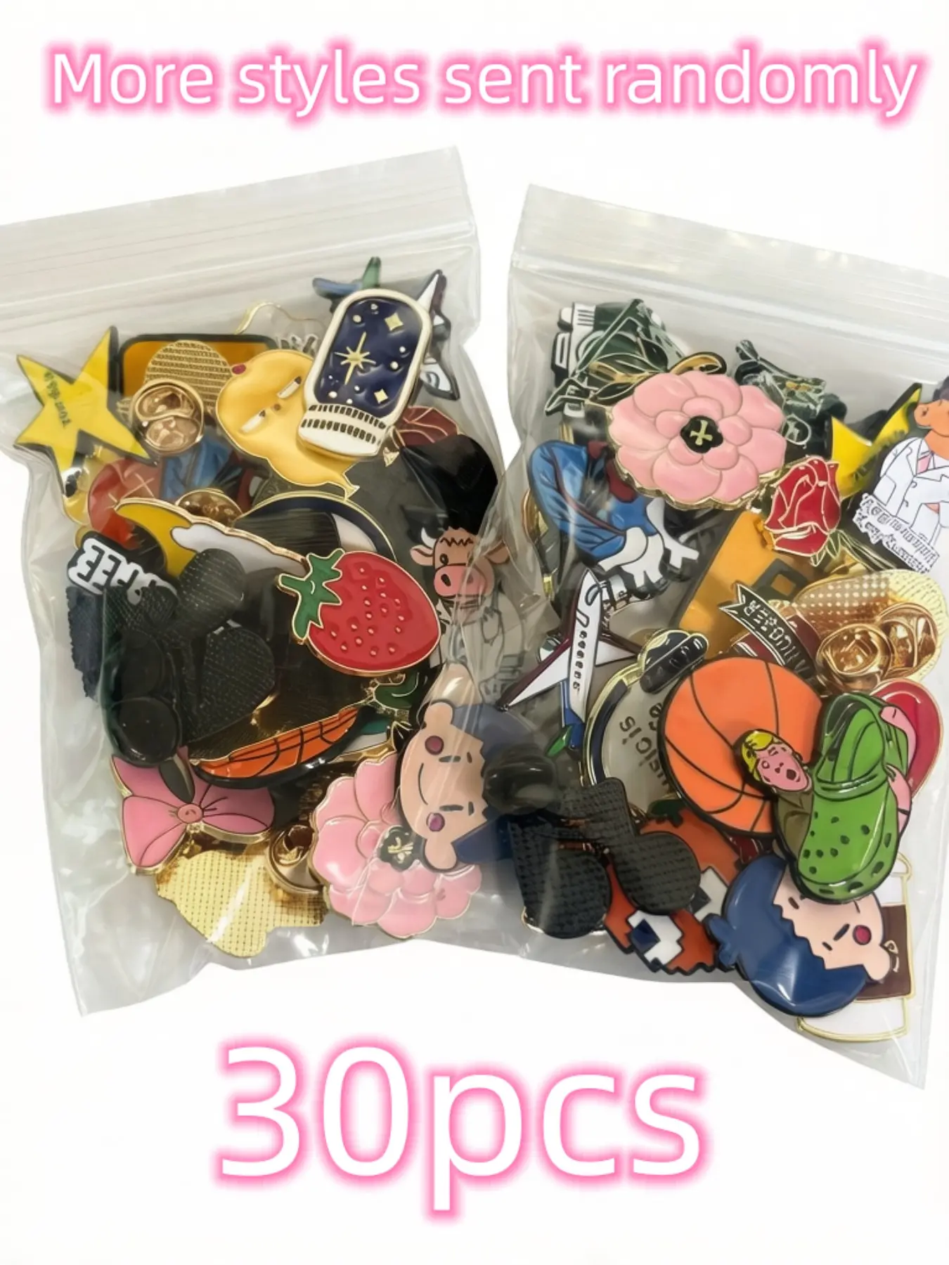 30pcs Random Japanese-Style Cute Brooches, Decorative Fashion Accessory for Bags, Clothes & More, Perfect for Stylish Clip