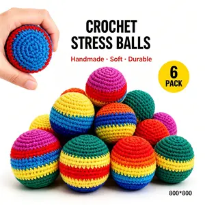 3/6 Pack Random Color Crochet Stress Balls, Handmade Soft Knitted Fidget Toy, Portable Outdoor Kick Balls for Family Group Party Games & Stress Relief