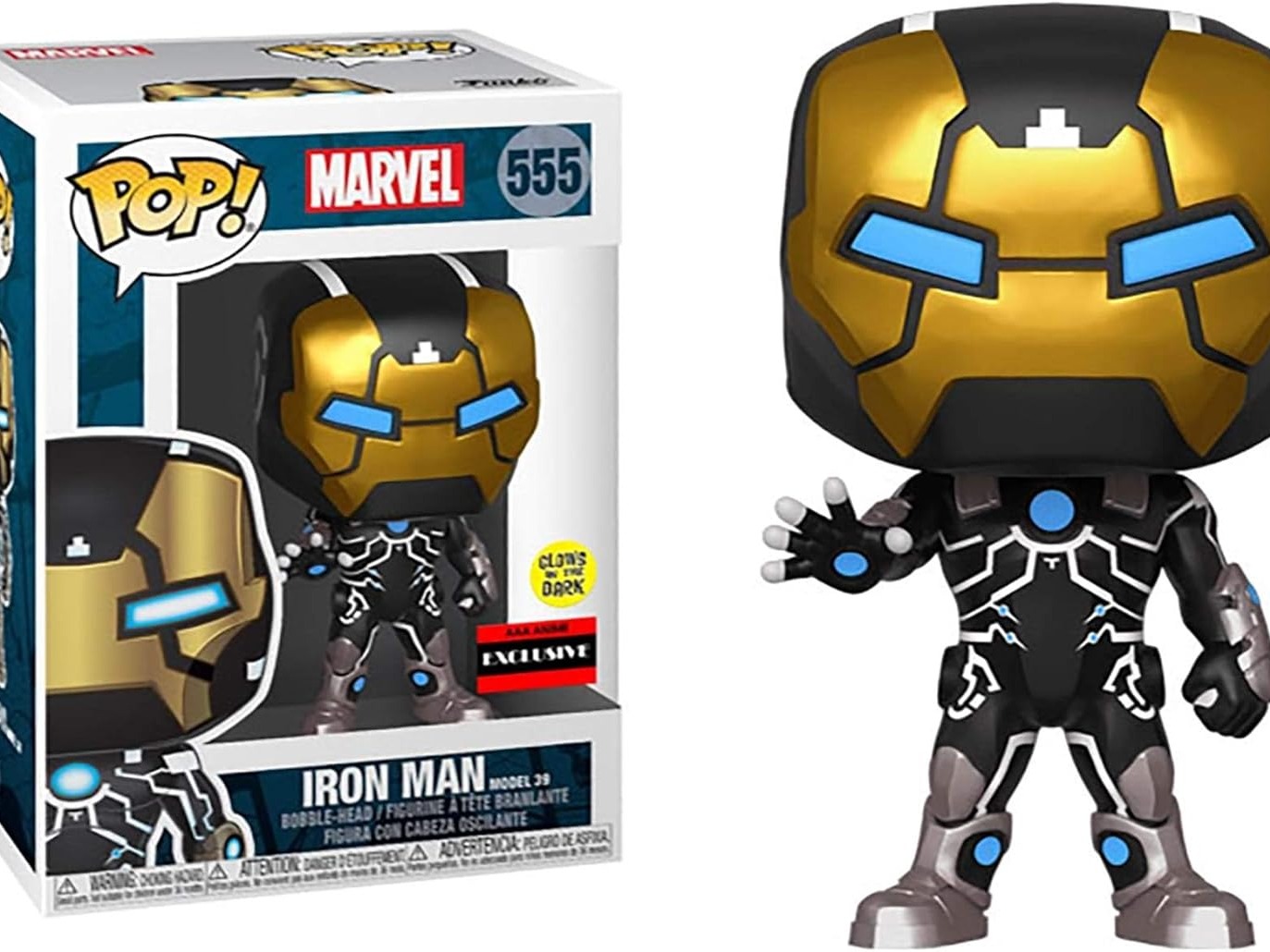 Funko Marvel Iron Man Model 39 Glow-in-the-Dark Pop! Vinyl Figure Exclusive Standard Size Bobble Head with Glowing Feature