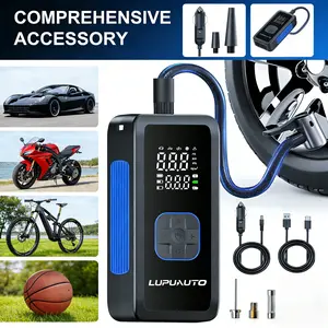 Portable Air Compressor Tire Inflator, Digital Pressure Gauge, Auto Shut-Off, LED Light, 4 Preset Modes, Dual-Power Tire Pump for Car, Motorcycle, Bicycle & Sports Balls