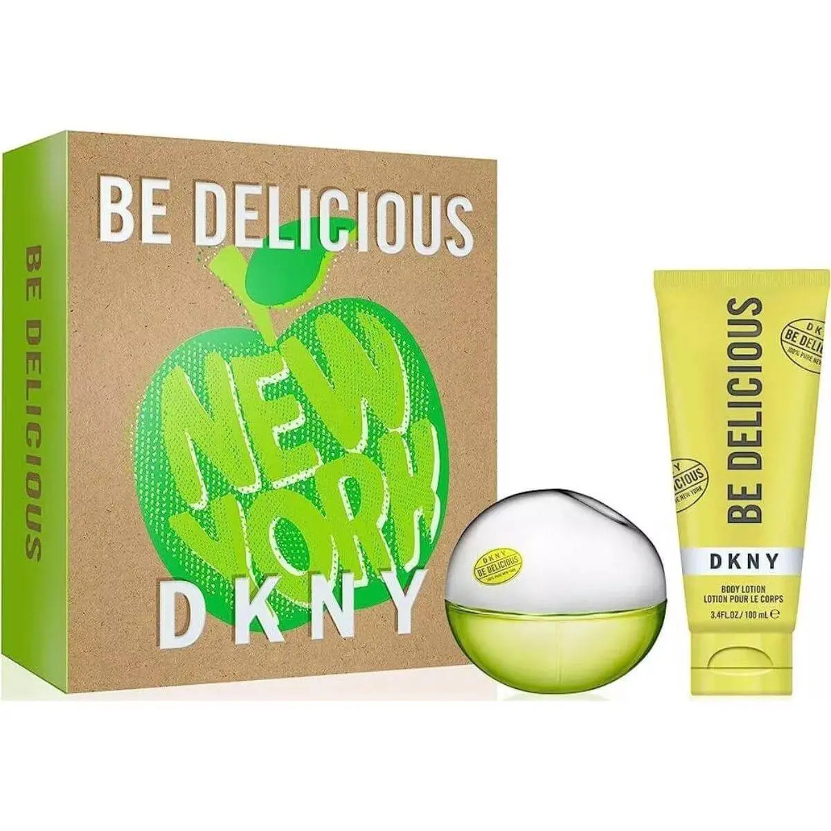 Women's DKNY Be Delicious New York Fragrance Gift Set - 2-Piece Bundle with 3.4 fl oz Spray + Body Care Lotion, Packaged for New-Box Freshness