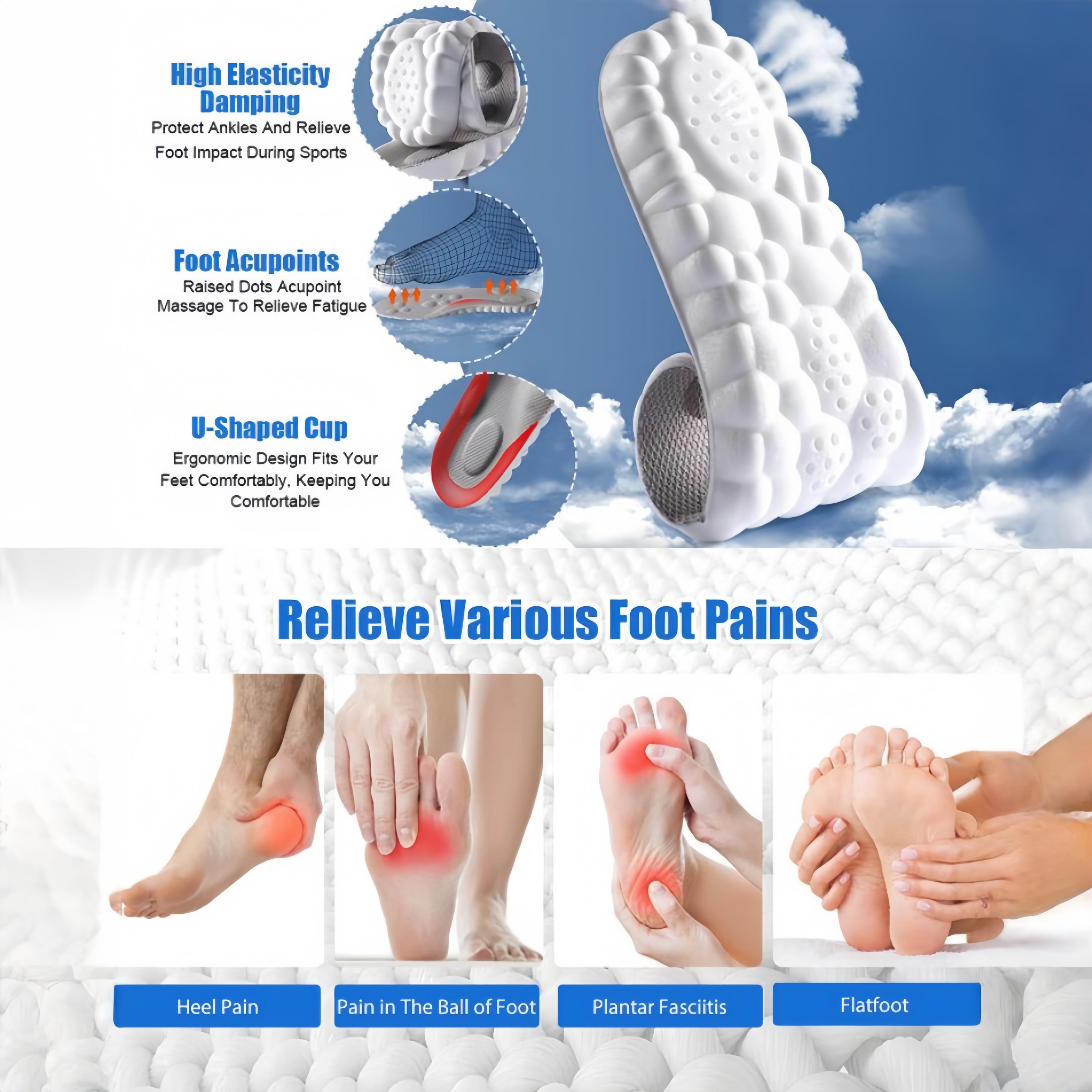 4D Cloud Soft Insoles – Anti-Fatigue Shock Absorbing Inserts for Daily Walking & Standing