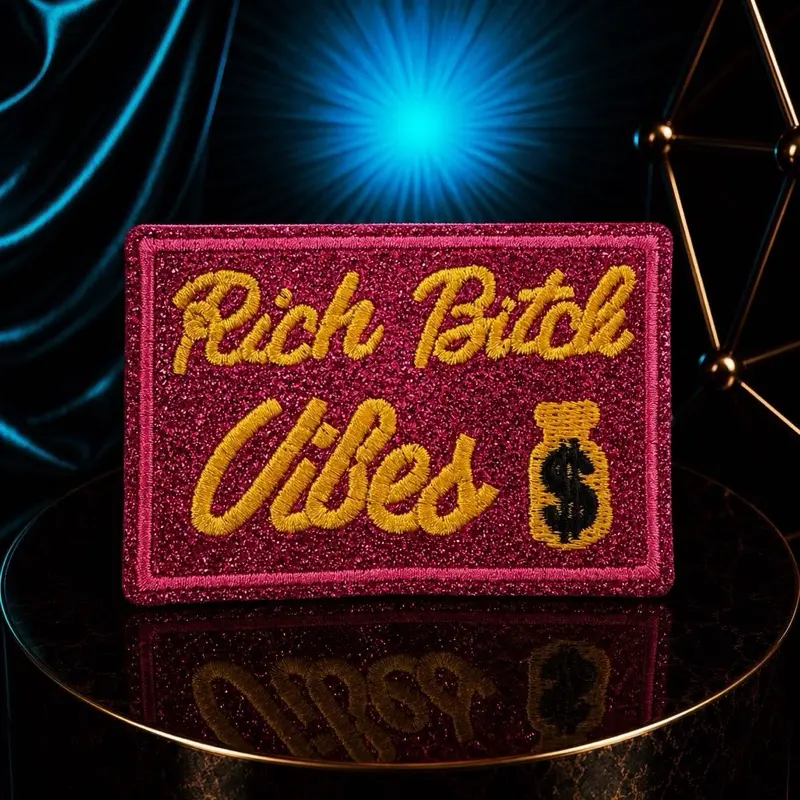 Iron-On Glitter Fabric Appliqué, Clothing Decor Garment Patch with Confident Flair & Edgy Vibe