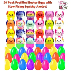 24 Pack Prefilled Easter Eggs with Slow Rising Squishy Axolotl – Kids Easter Basket Stuffers, Non Candy Easter Gifts for Boys Girls, Egg Hunt Fillers, Party Favors
