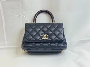 Pre-owned CHANEL caviar Crossbody Bags Black Quilted Extra Mini Coco Handle TPM Gold Hardware