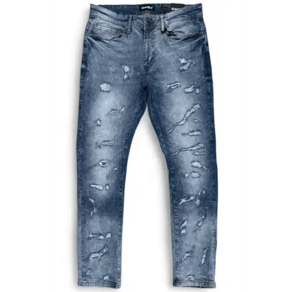 Dash rip and repair aged wash denim
